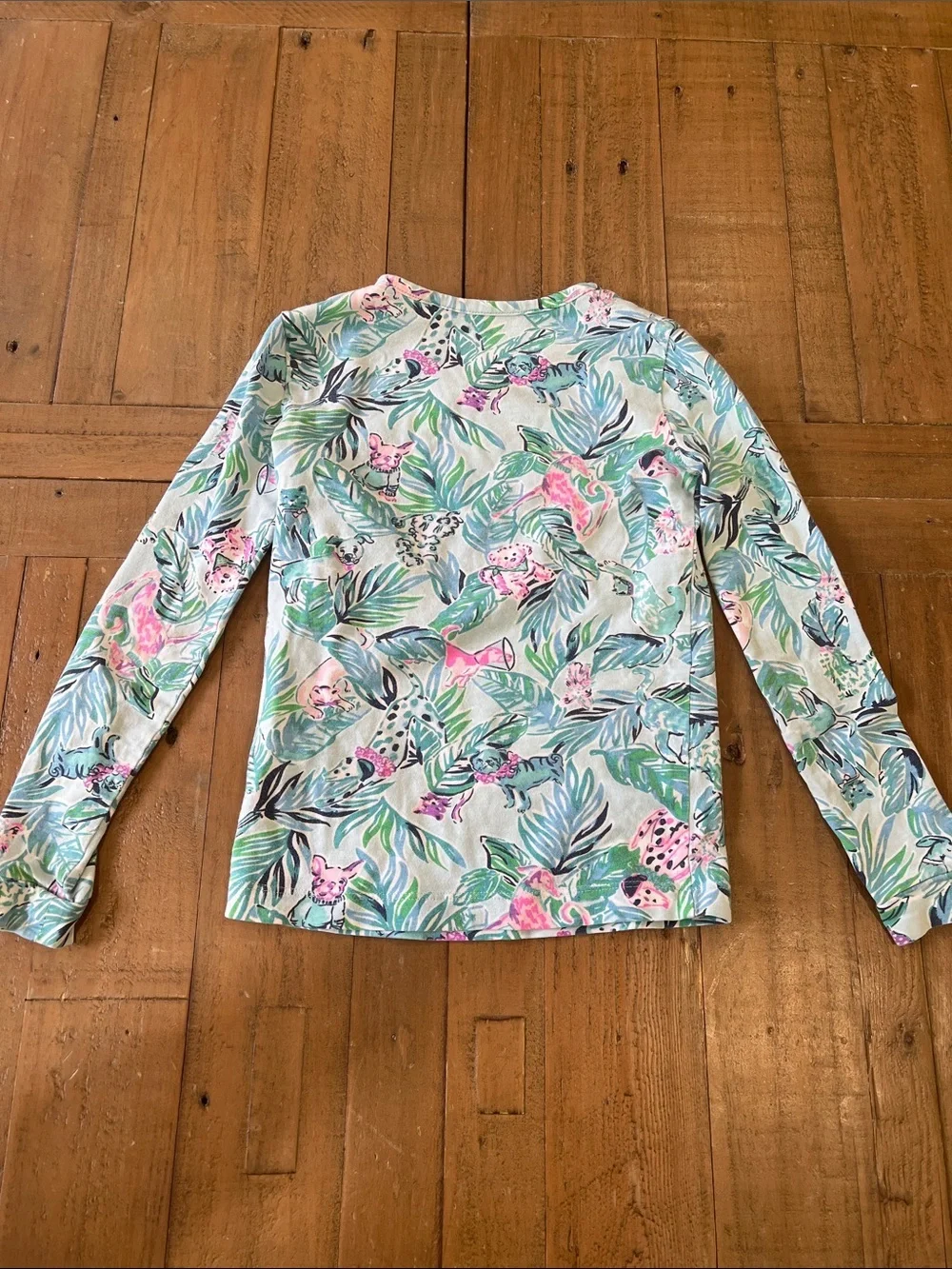 Lilly Pulitzer barking up the palm tree Sammy pajamas girls 6 dogs colorful